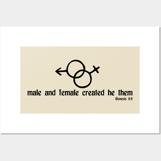 Male and Female Genesis 5:2 Creation of Genders Bible Verse Wall Art by Terry With The Word